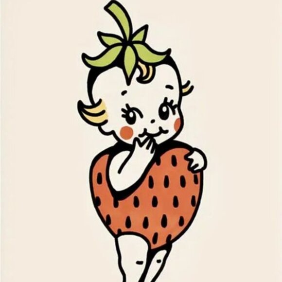 12"x8" Vintage Style Strawberry Kewpie Doll Unframed Canvas Art Print New - Picture 1 of 3